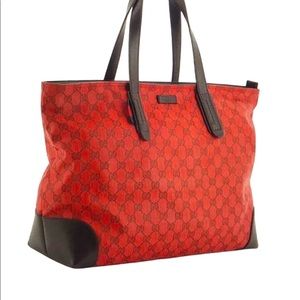 Authentic Original GG Gucci Red Canvas Tote